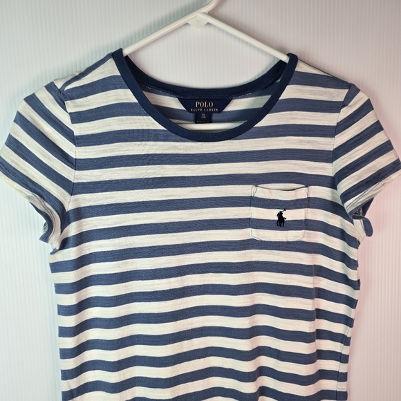 Polo Ralph Lauren Girls Striped Navy & White Short/Sleeve CottonDress SizeXL/16 - Picture 3 of 13
